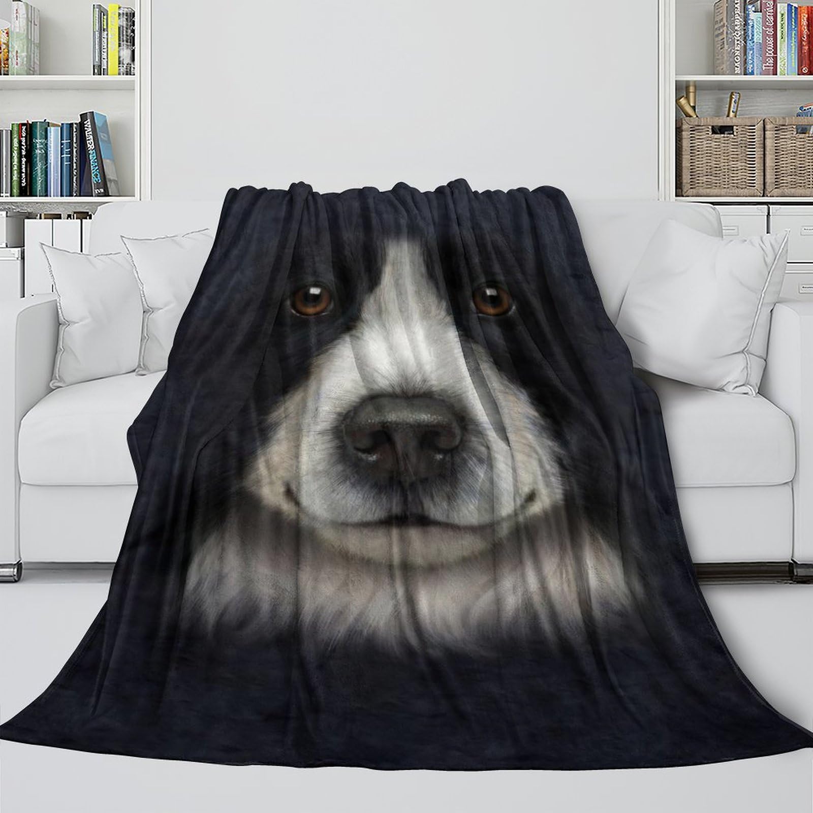 Mjasvndfo Style-11 Border Collie Dog Fuzzy Blanket - 3D Animal Fleece Blanket For Kid Friends Hubby Boyfriend - Multi-Purpose To Household - Christmas Birthday Wedding Gift 40X50inch(100X130cm)