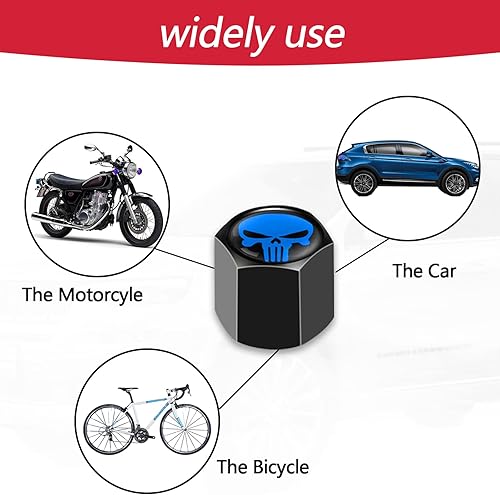 Miniatura 4 de Fogfar Pack-4 Tapones para válvula de neumático de automóvil, cubiertas a prueba de polvo, cubiertas universales para vástago de automóvil (negro y