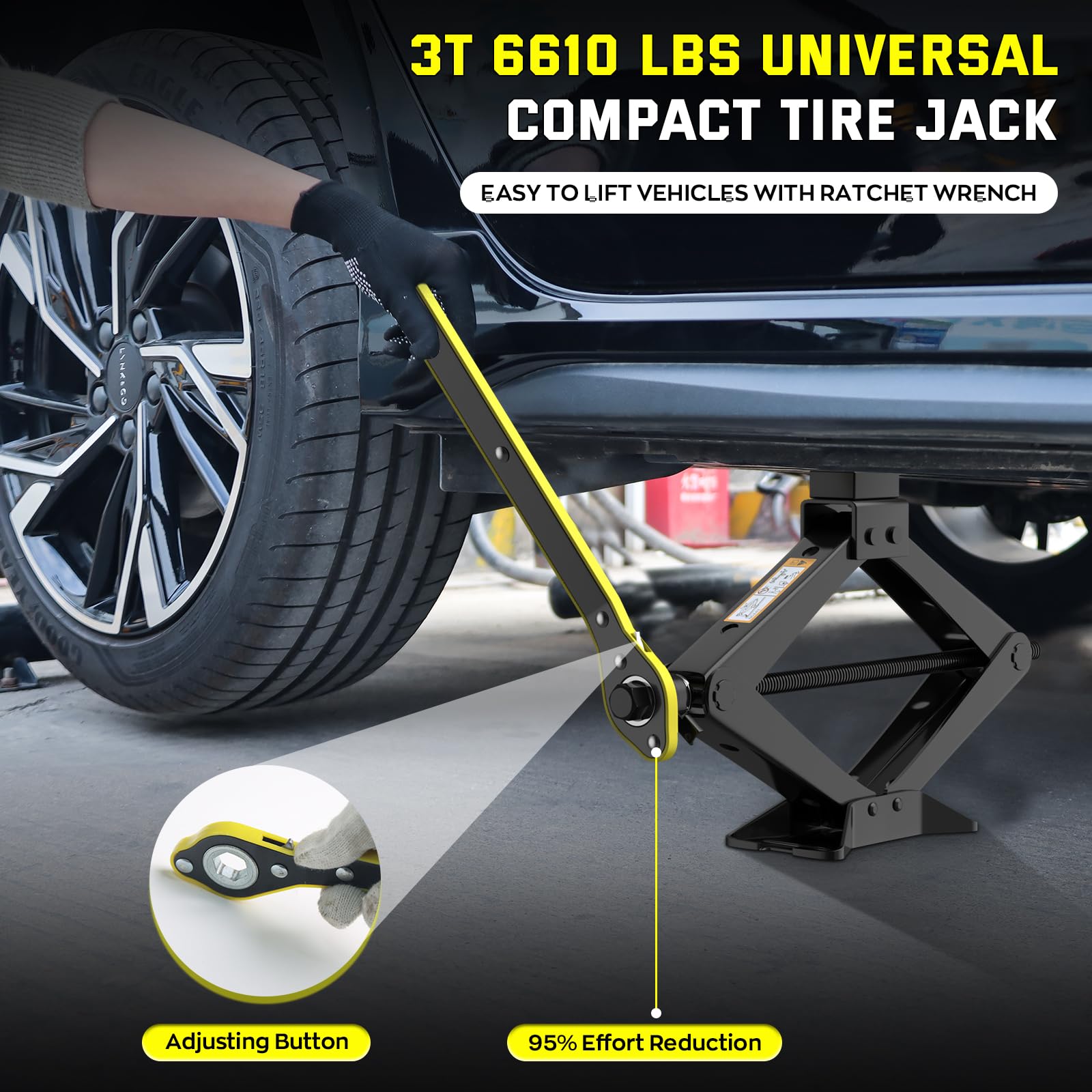 IMAYCC Autokrik 3T, 3000 kg, universele schaarkrik voor auto, draagbare krik, maximale hoogte tot 41 cm, auto-noodset voor SUV MPV, ideaal voor onderhoud en reparatie