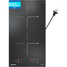 Induction Hob 2 Plates Installation with Scratch-Resistant Glass Ceramic Induction hob with VDE plug and ceramic hob scraper 3800 W boost touch control 9 power levels