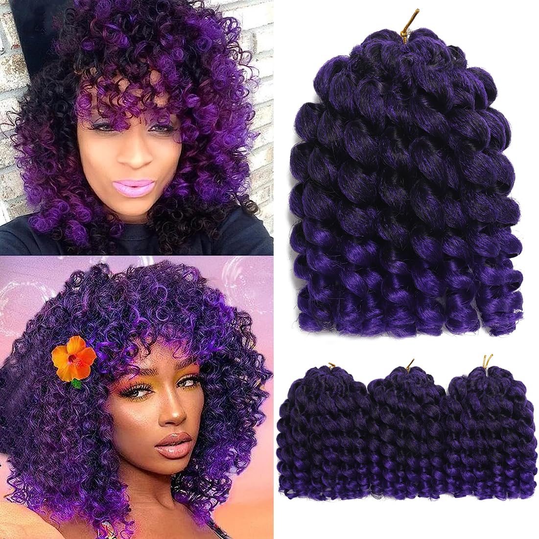 Wand Curl Crochet Braids Hair 8 Inch Jamaican Wand Curl Ombre Crochet Hair Jamaican Bounce Crochet Hair Colored Crochet Braids Ringlet Twist Hair
