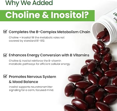 Liposomal B Complex for High Absorption Methylated B12,L-Methyfolate(5-MTHF ),Full Active B Vitamins with Choline Inositol-Energy, Metabolism,Brain & Heart Support,Vegan, Non-GMO,3 Month Supply