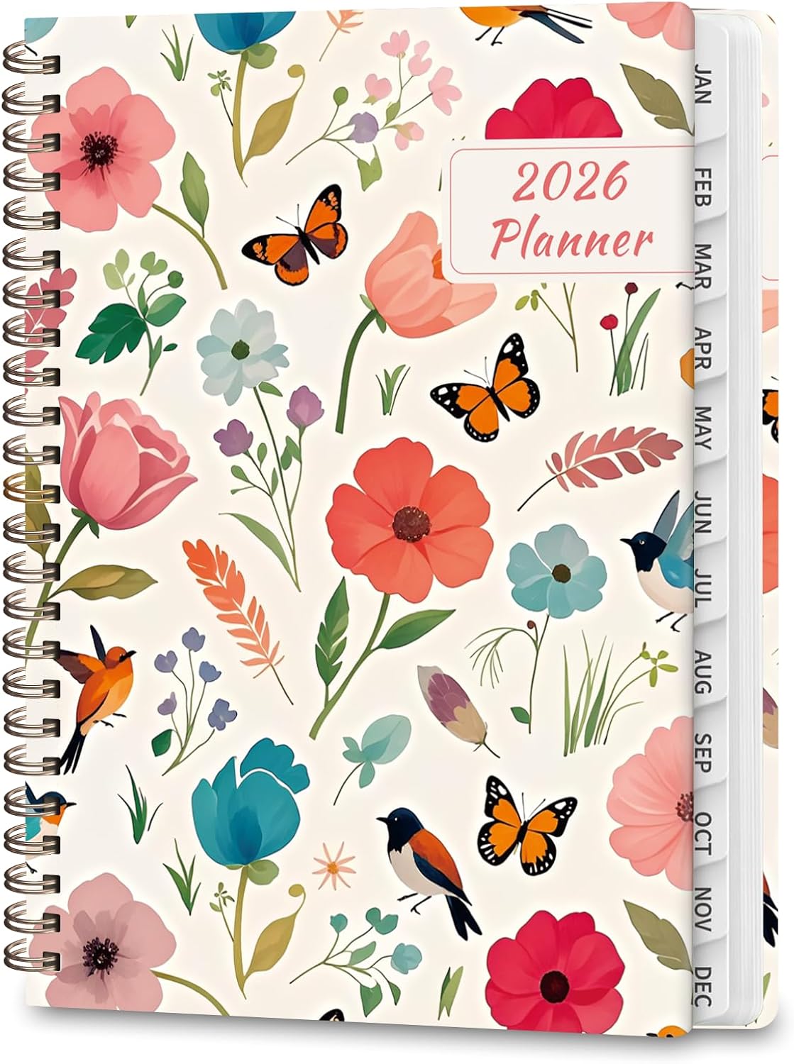 ROBBZY 2026 Planner: Weekly Monthly A5 Agenda Jan-Dec 2026 with Tabs, Pocket, Elastic Band & Quotes for School Office Goals