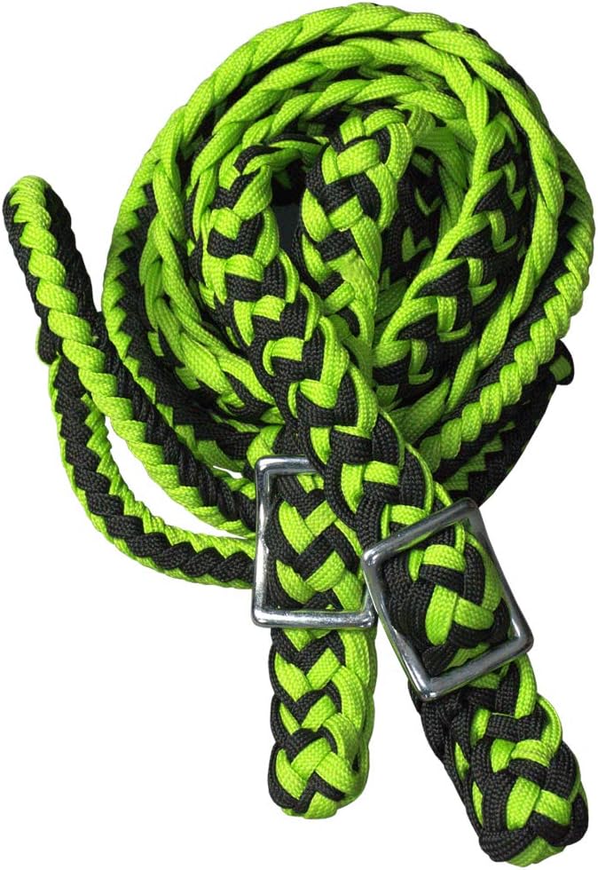 HILASON 1" X 8Ft Braided Poly Barrel Reins Horse Racing Flat Grip Knots