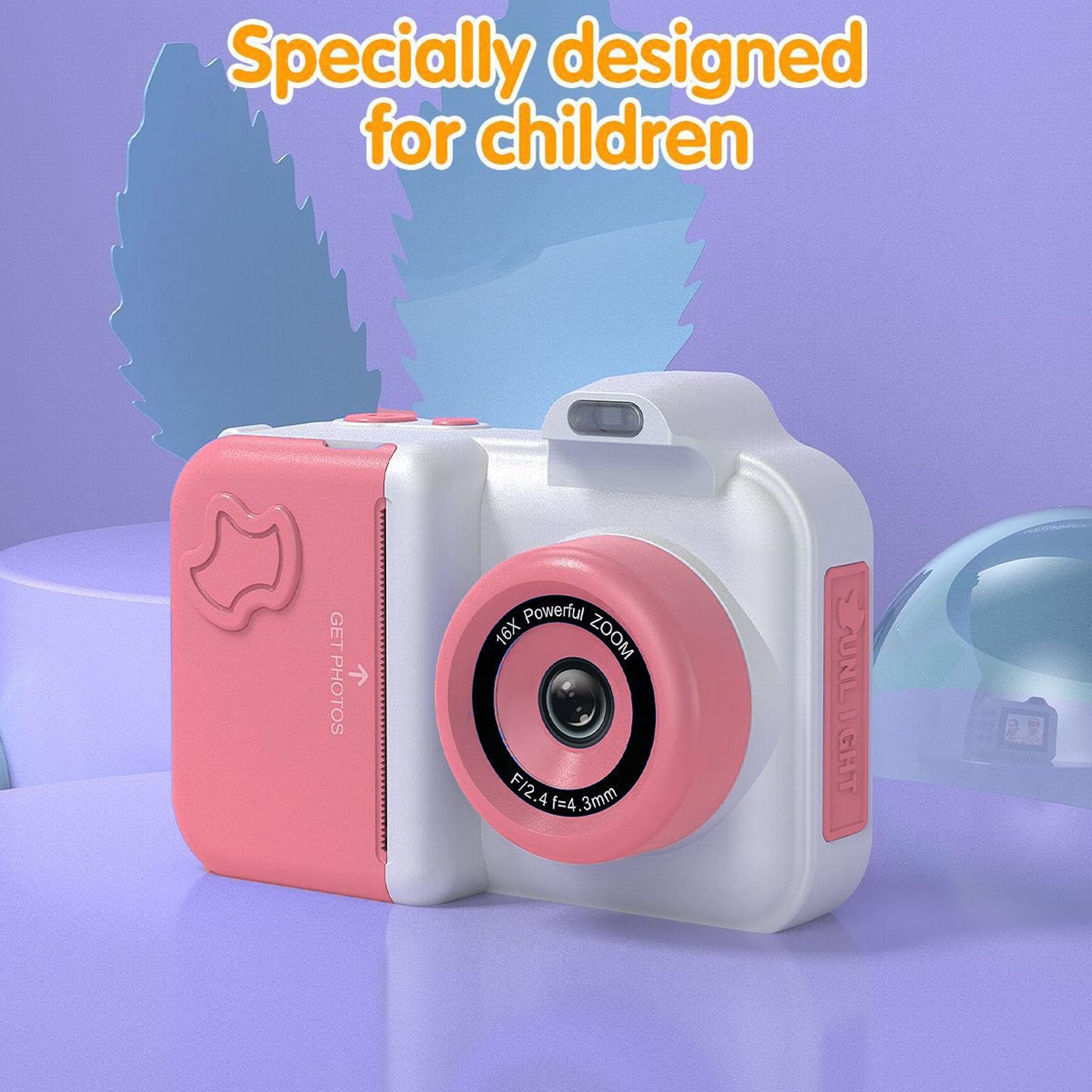 Irfora Selfie Print Camera Stampa Termica Doppia Lente con Flash per Viaggi Schermo IPS HD da 2,4 Pollici (Rosa Bianco)