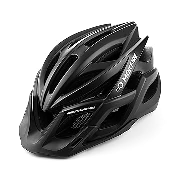 MOKFIRE Adult Bike Helmet with Rechargeable USB Light, Bicycle Helmet CPSC Certified for Men Women, Road Cycling & Mountain Biking Helmets with Removable Visor and Lining, 22.05-24.41 Inches (Black)