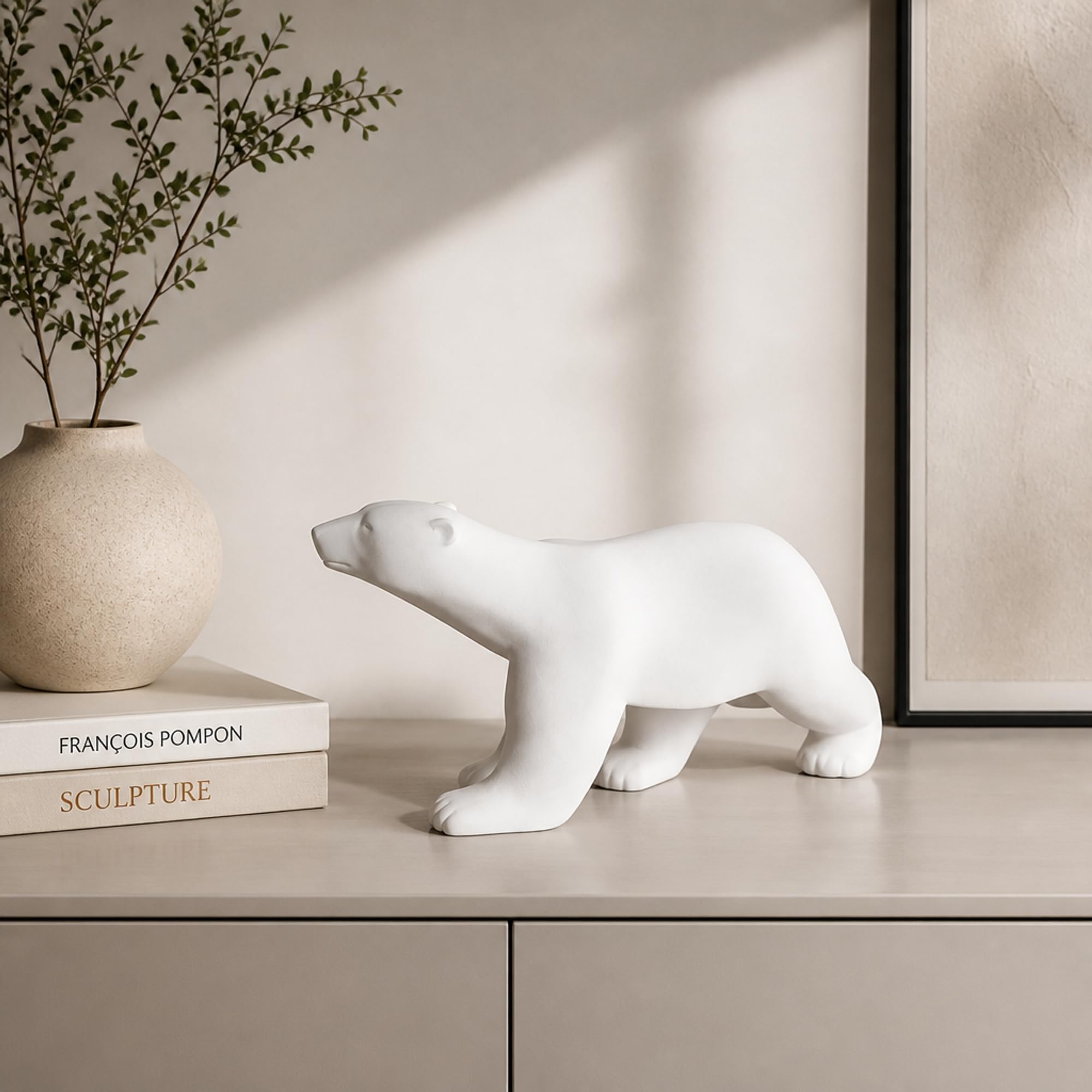 Parastone Eisbär Skulptur Ours Blanc – ruhige Raumdekoration für Wohnzimmer/Büro – Harz Weiß 30 cm XL nach François Pompon