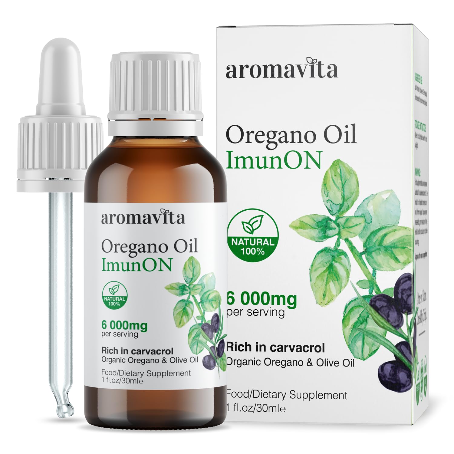 ImunON Organic Greek Oregano Oil Drops – Extra Strength 86-90% Carvacrol – Powerful Immune & Digestive Support – 200 Servings – 100% Pure, Vegan, Non-GMO, Gluten-Free – 1 fl oz (30 mL)