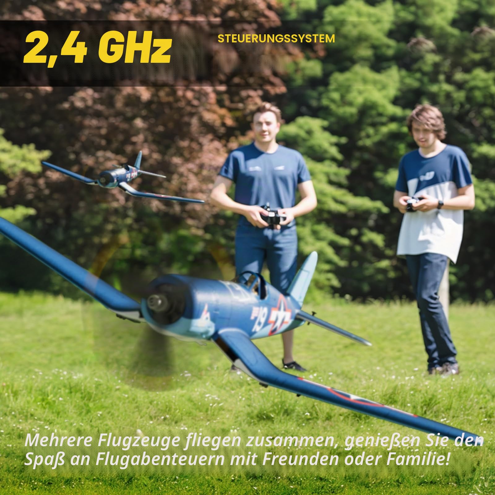 VOLANTEXR F4U Corsair RTF Bürstenloses 4-K RC Flugzeug - 500 mm RC Flugzeug mit 6-Achsen-Gyro, 3 Flugmodi (Anfänger/Kunstflug), 2,4 GHz Ferngesteuertes Flugzeug für Erwachsene & Anfänger, Komplett