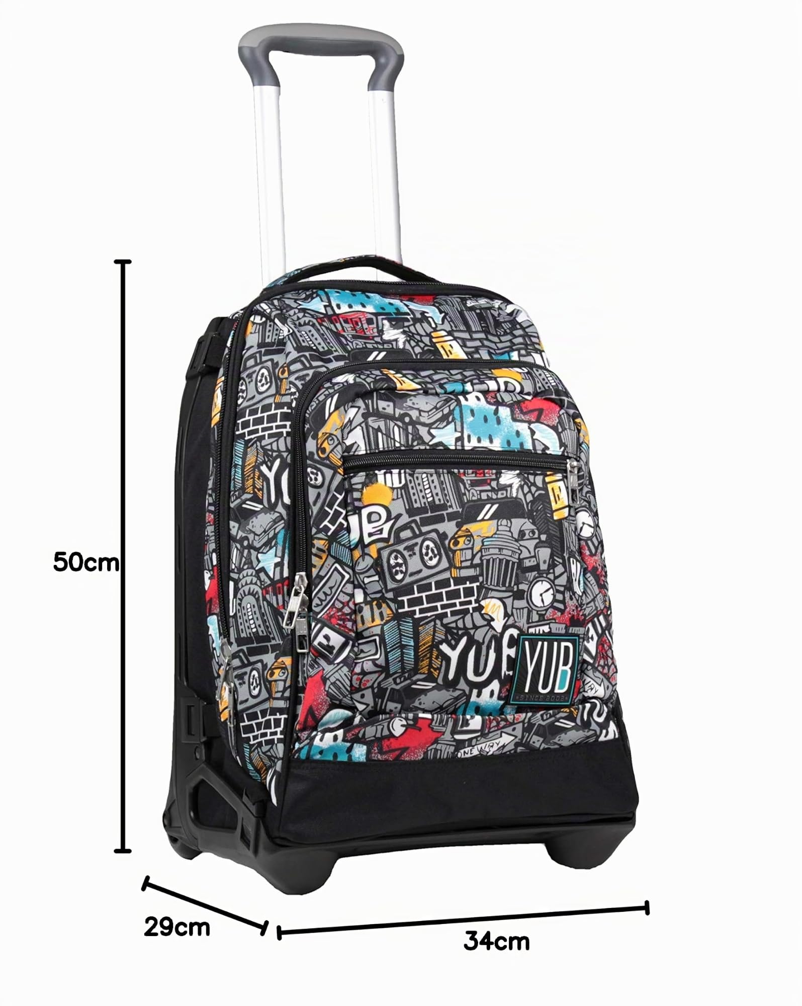 Yub Trolley Scuola Sganciabile Tech, Triplo Uso, Zaino con Carrello Sganciabile, Tasca con Organizer, Maxi Capienza, Zaini e Trolley, Scuola, Bambini e Ragazzi