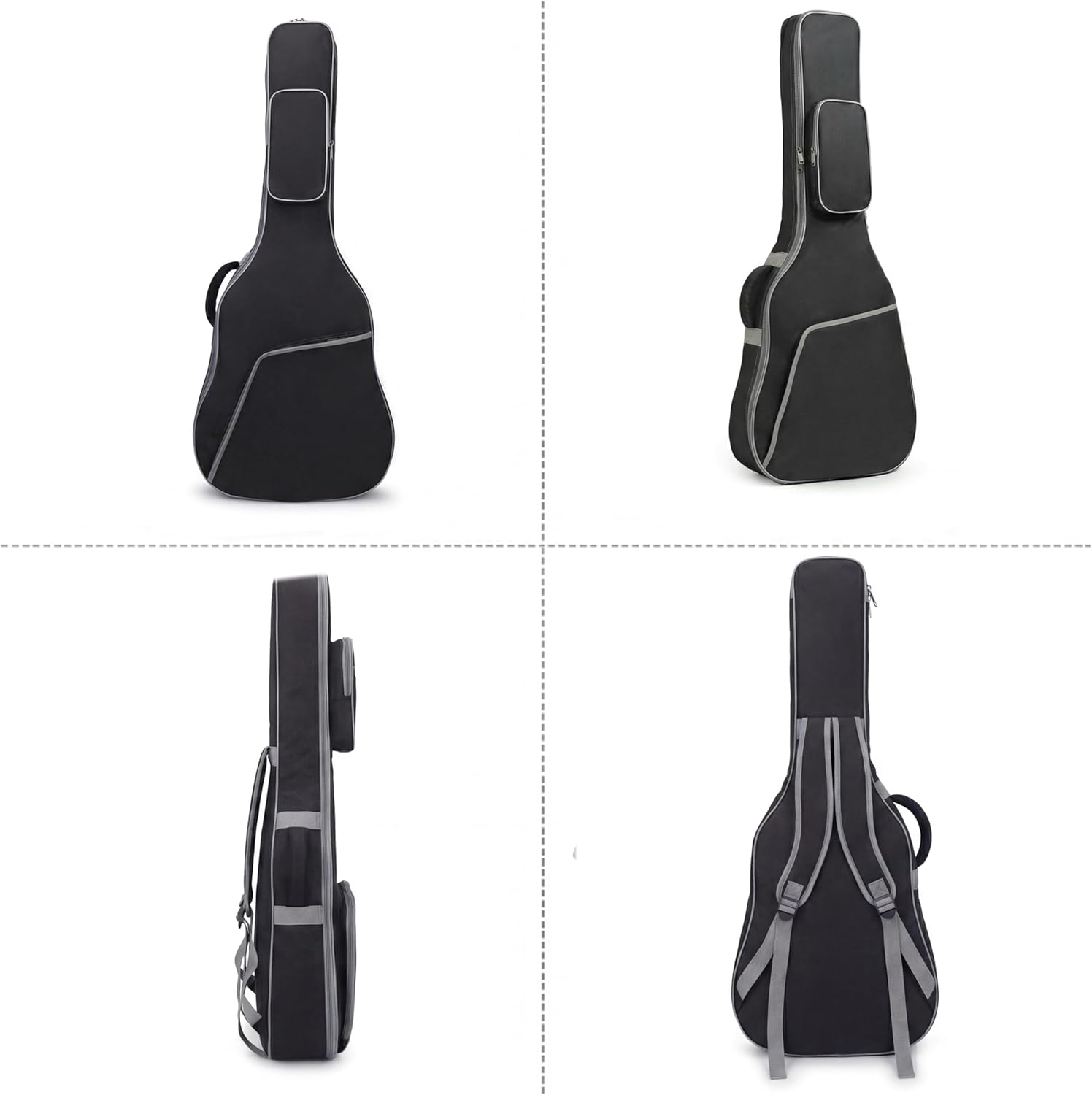 41 Inch Acoustic Guitar Case Guitar Bag, 0.4 In Thick Padding Guitar Case Soft for Acoustic Classical Guitar, Water-Resistant Guitar Dig Bag with Dual Adjustable Shoulder Strap, Black