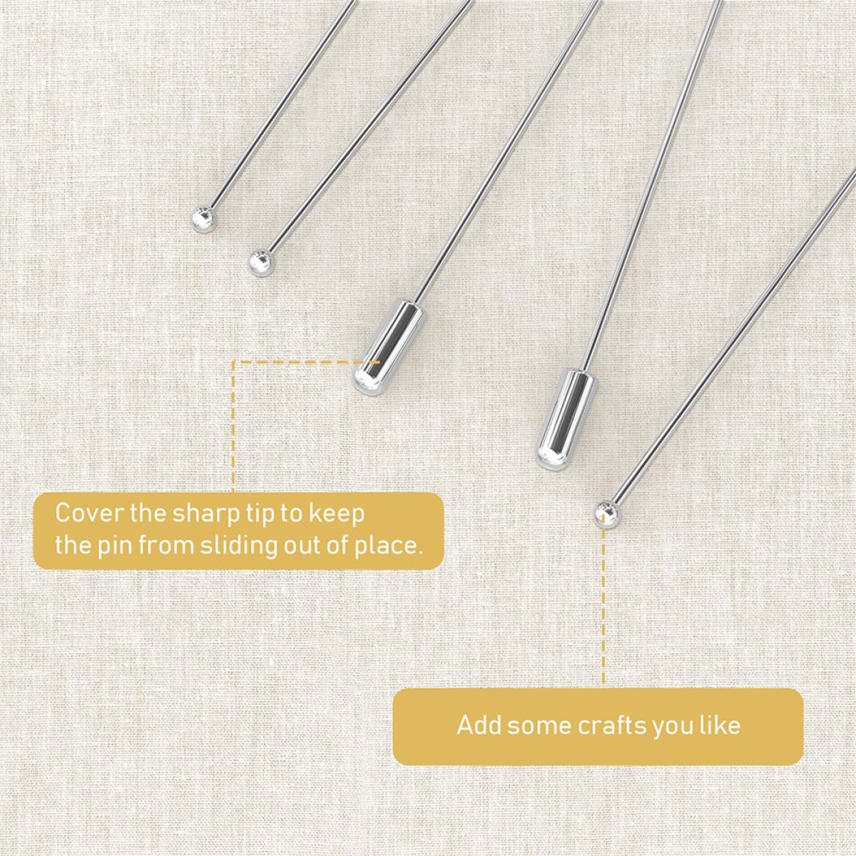 20pcs White K and Gold Tone Metal Brooch Stick Pins 90mm Long Needle Eye Pins Round Ball Stopper Ends for Jewelry Making, Suit Collar, Corsage, and Craft Accessories