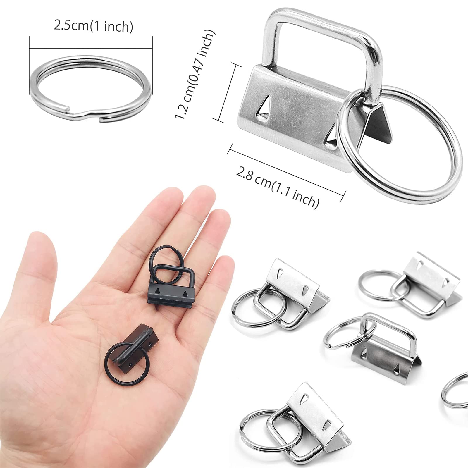 36 Pièces Matériel Porte-Clés 25mm - Clip Sangle Métal Avec Anneau Pour DIY Bracelets Et Lanières - Argent