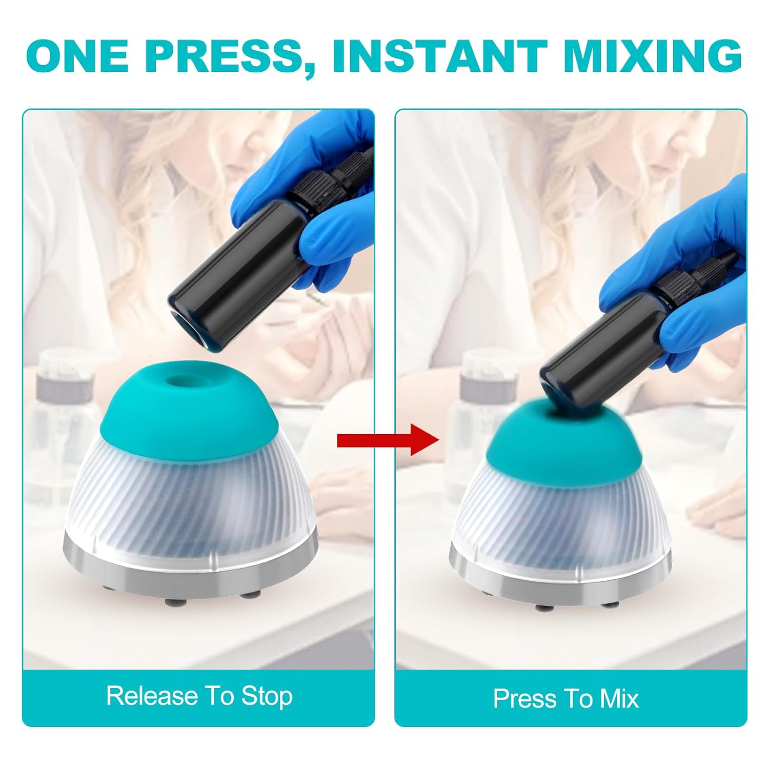 4E's USA Mini Vortex Mixer, 5000RPM Touch-Activated Lab Mixer, Compact Vortex Shaker with Stainless Steel Mixing Balls for Nail Polish, Ink, Paint, Tubes (Green)