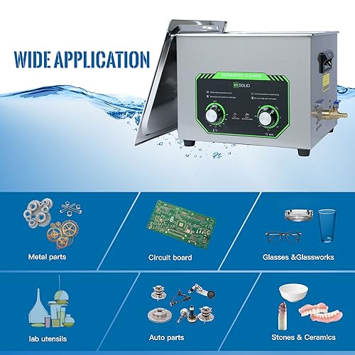 Miniatura 7 de U.S. Solid Limpiador ultrasónico mecánico de 15 L - 40 KHz 4gal Máquina de limpieza ultrasónica de acero inoxidable con perilla de control mecánico