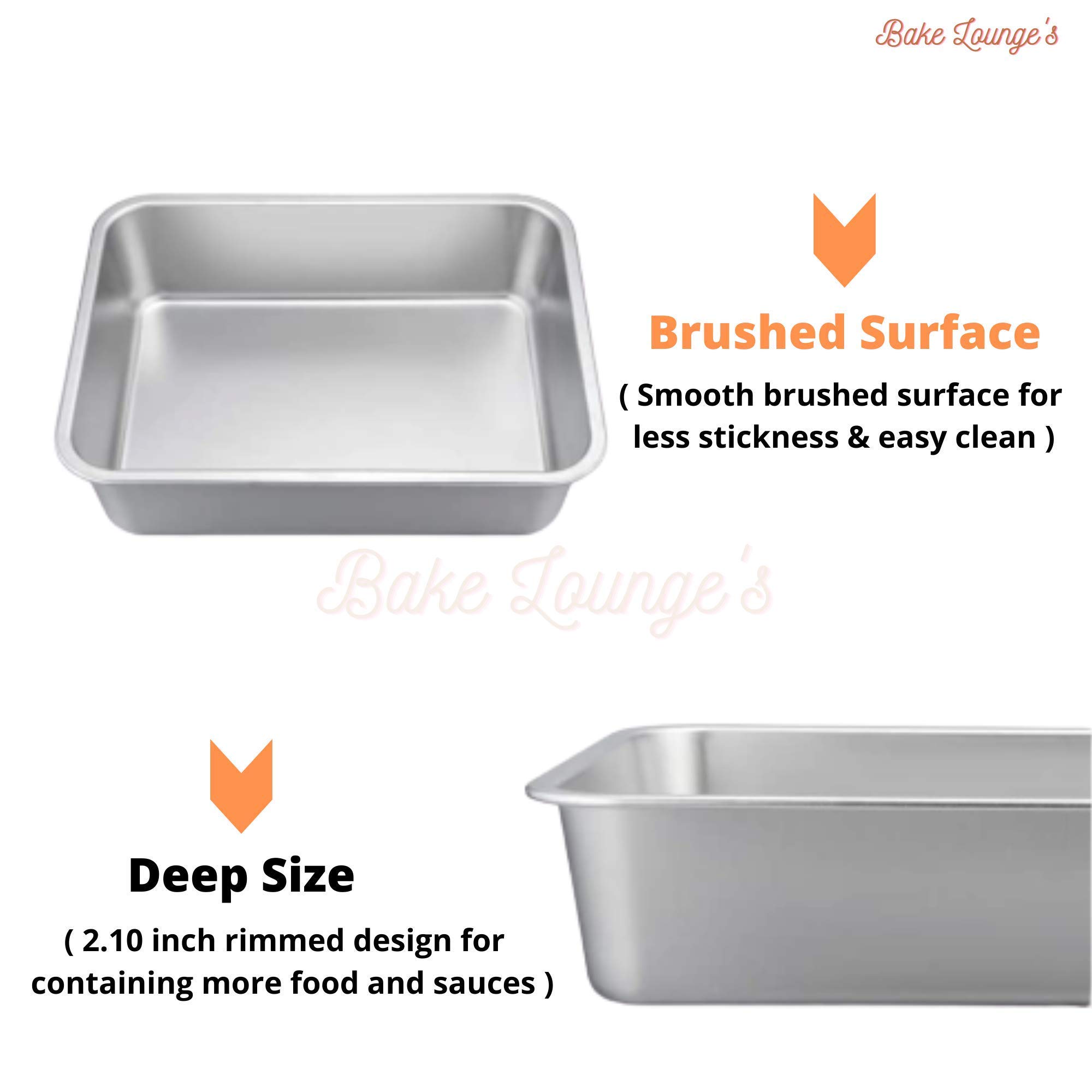 Bake Lounge's Premium Aluminium Cake Mould Pan & Loaf Bread Tin - Rectangle Square Size 9 inch (9 × 5.5 × 2.10 Depth) - for Cooker & Microwave Oven Baking (+Free Big Size Whisk) 2