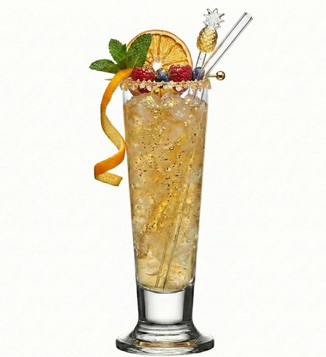 Restaurantware 14 Ounce Tall Beer Glasses Set of 12 Tall-Footed Pilsner Glasses - Tapered Dishwasher-Safe Clear Glass Beer Glass Set Lead-Free For Beers Ales or Cocktails