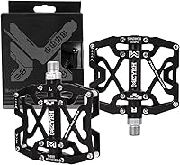 Vista 9 de Mzyrh - Pedales de bicicleta de montaña, ultra fuertes, coloridos, mecanizados CNC, de 9/16 pulgadas, ciclismo sellado con 3 rodamientos