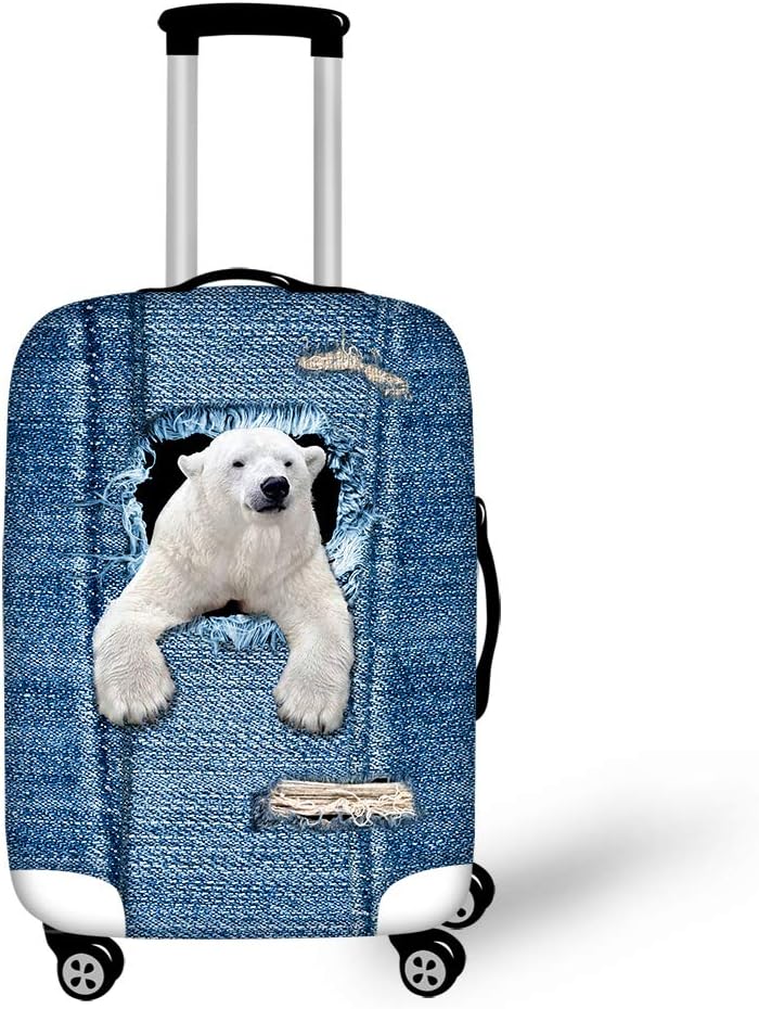 Luggage Protector Suitcase Cover Novelty Cute Animal Luggage Cover Anti-scratch Elastic Travel Suitcase Protector Fits 18-32 Inch (Polar bear, XL)