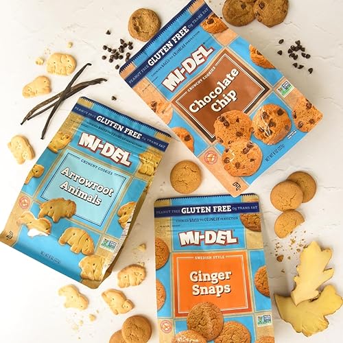 Miniatura 25 de Mi-Del Galletas con chispas de chocolate sin gluten, galletas de chocolate crujientes, certificadas sin OMG, 0.00 oz de grasa trans, galletas