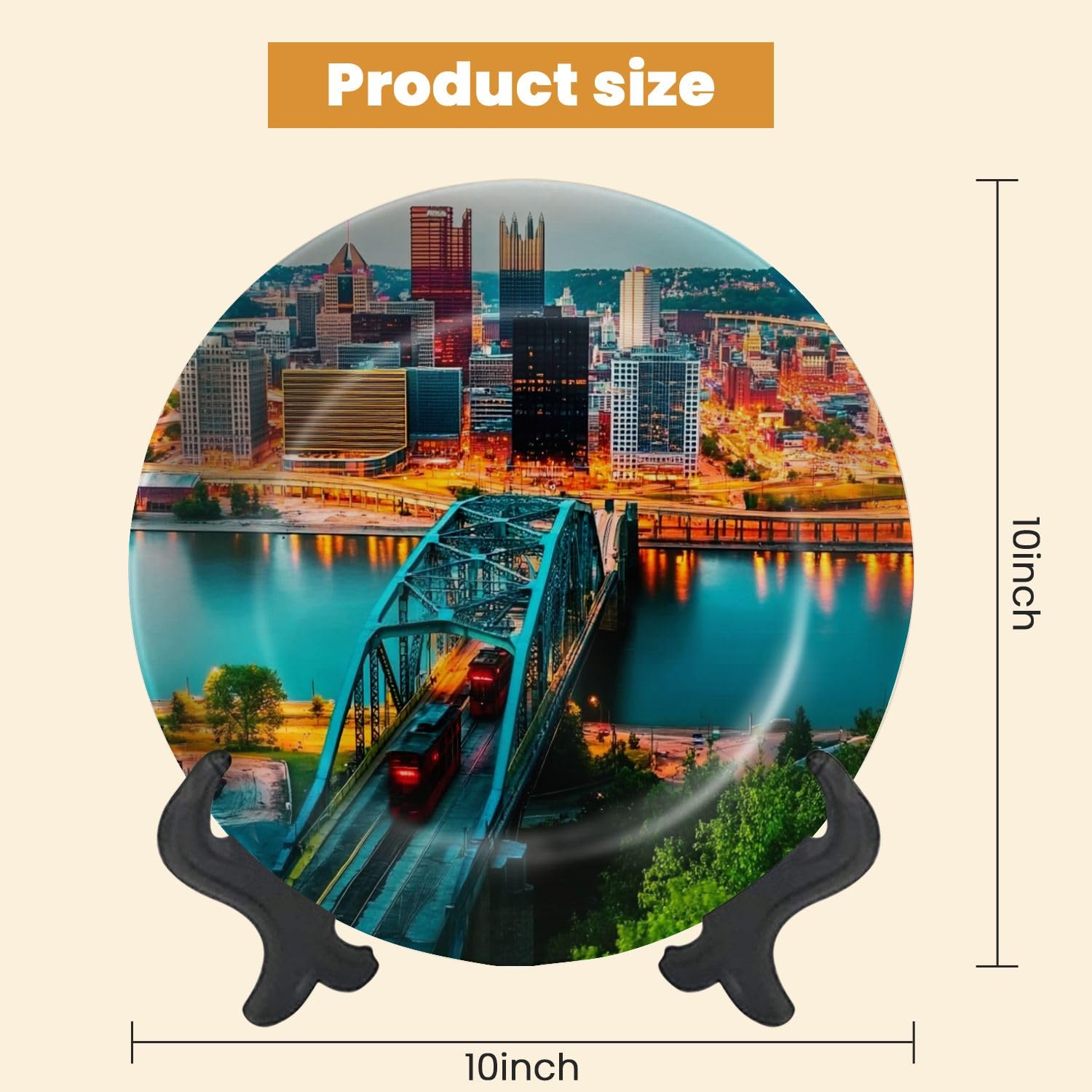Decorative Plates for Display Pittsburghpennsylvaniausa 2017 08 20 Beautiful Pittsburgh Sunset Gift Plates Ceramic Collections Plates Hanging Artwork for Living Dining Room Kitchen Souvenir