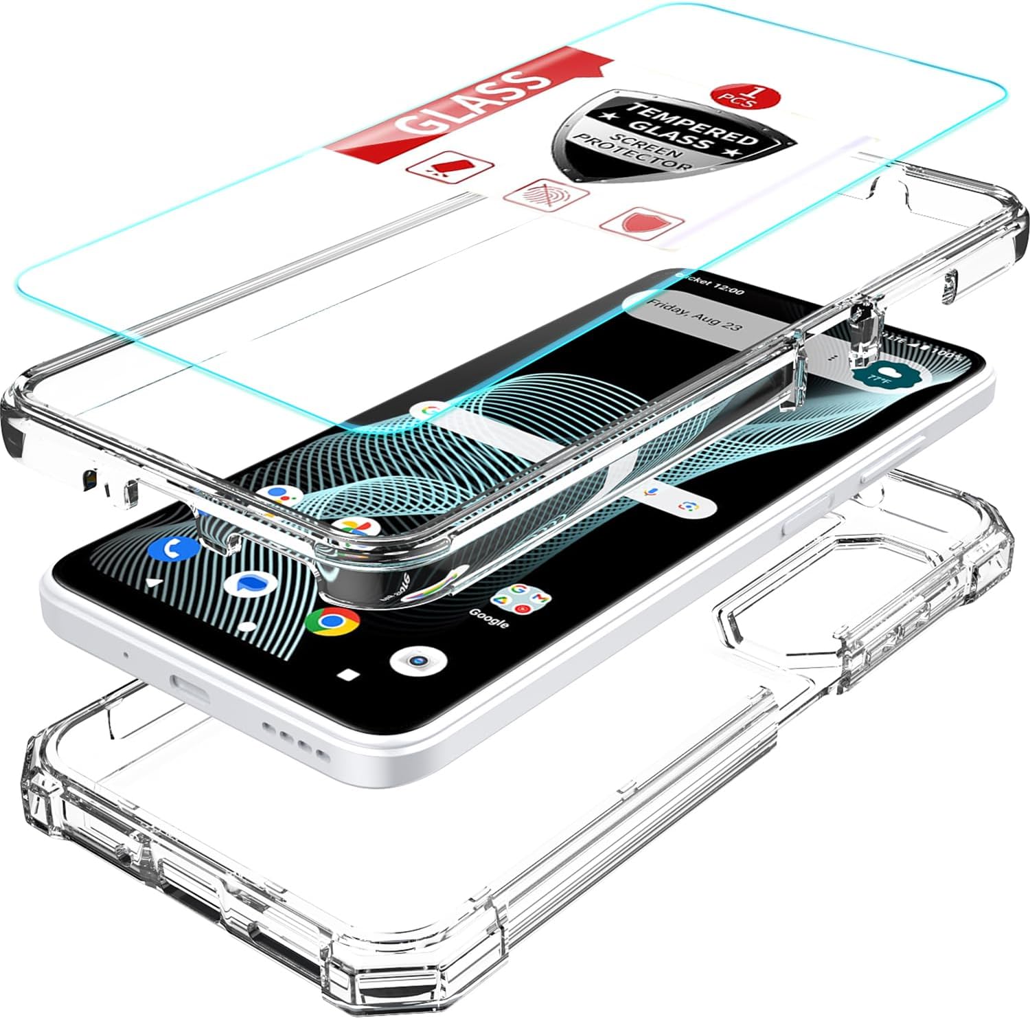 DpS for Cricket Debut S3/AT&T Vista 2 Case 3-in-1, with Screen Protector,Debut S3 Phone Case Full Protection,AT&T Vista 2 Hard PC Bumper & Silicone Back Cover (Clear, Cricket Debut S3/AT&T Vista 2)