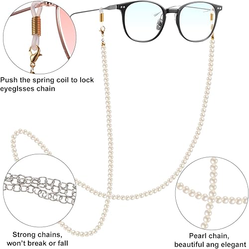 Miniatura 3 de Frienda 10 piezas de correa para gafas de ojos, cadenas de gafas para mujer, cadena de anteojos con cuentas, correa de cadena para gafas para mujer,