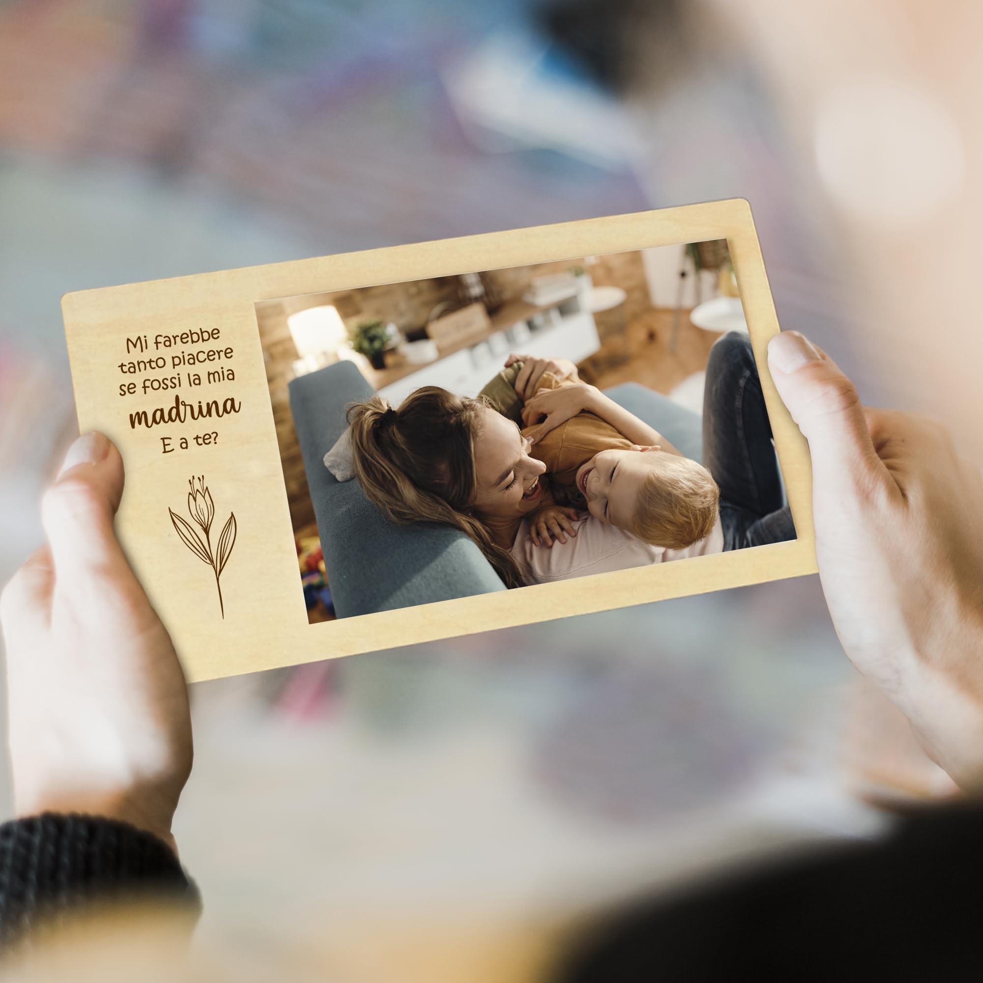 Nagu Cornice Portafoto in Legno 10x15 cm Regali Personalizzati Ricordi Battesimo Neonato
