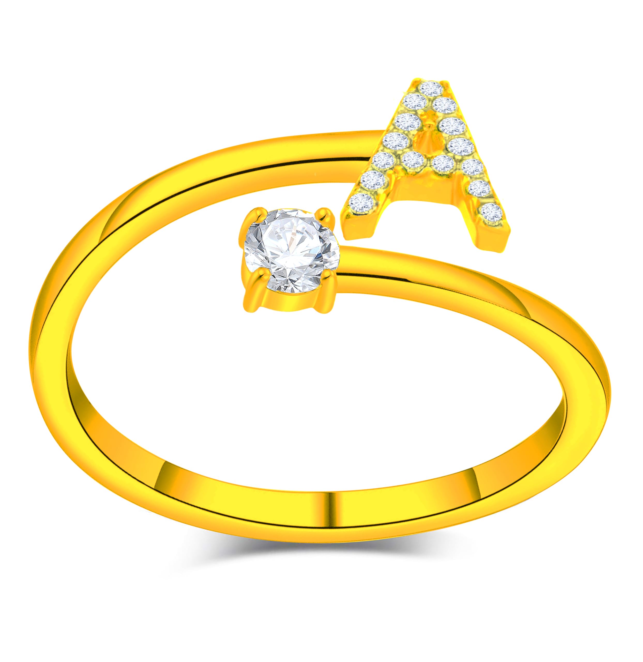 Only faithAnillos de letras iniciales Brillantes Zirconia cúbica Incrustada con acero inoxidable ajustable, Anillos abiertos de letras para mujer, joyería de moda circonita