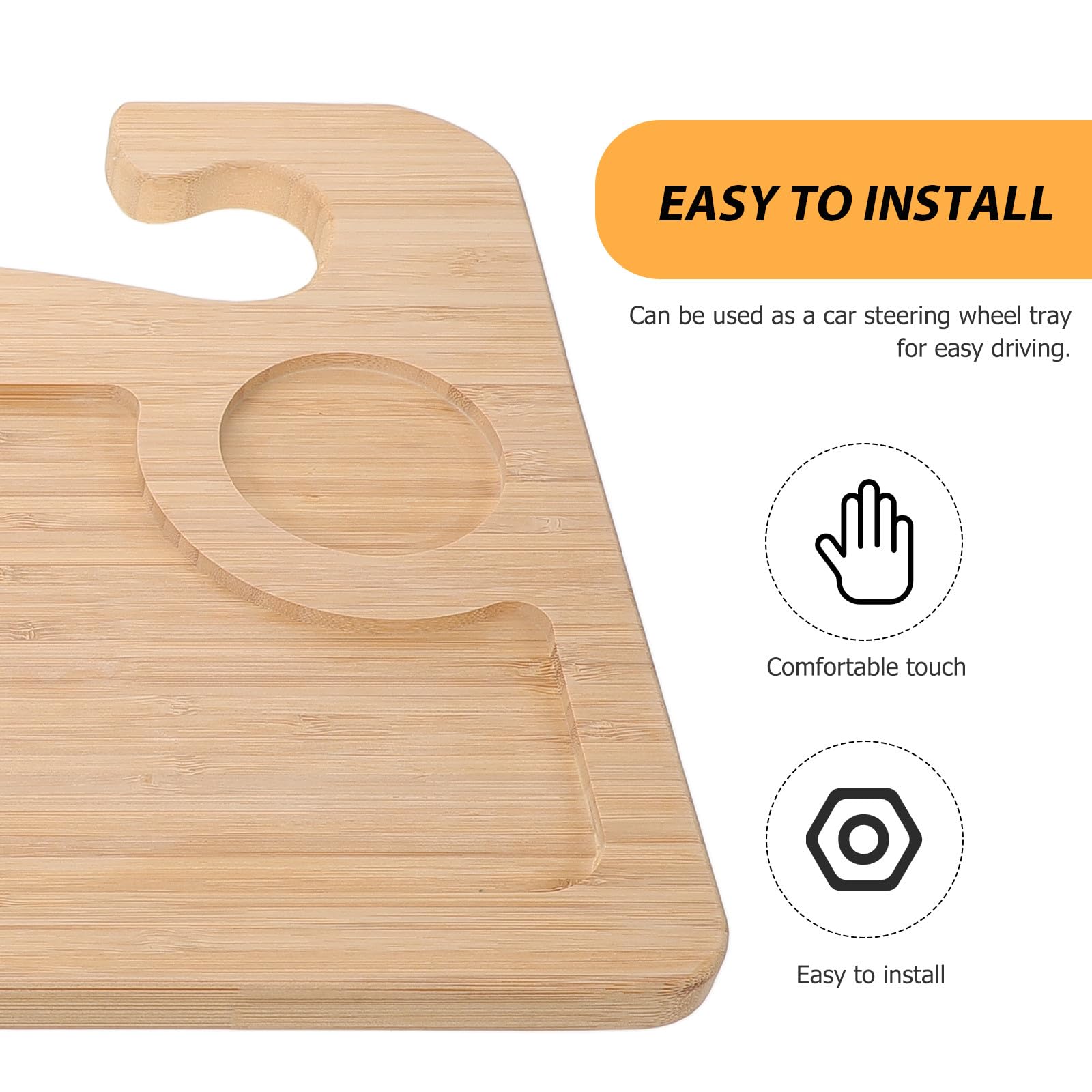 STOBAZA Holz Auto Lenkradablage 40x29,5cm Multifunktionaler Getränkehalter und Computerständer für Auto Büro Zuhause