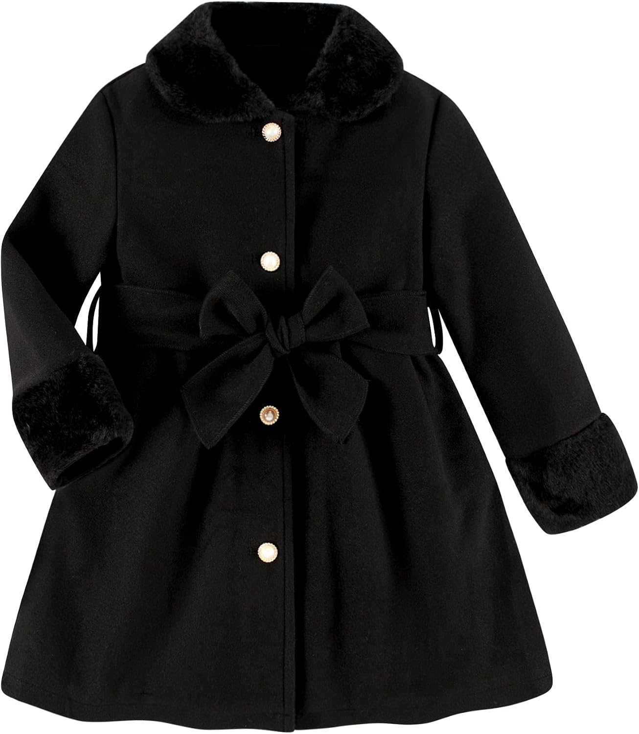 ALISISTER Girls Winter Coat 3-7Y Quilted Lining Faux Fur Collar Fall Jacket
