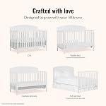 Dream On Me JPMA & Greenguard Gold Certified Storybrooke 5 in 1 Convertible Crib in White, Built of Sustainable Pinewood, 3 Mattress Height Settings, Non-Toxic Water-Based Paint Finish