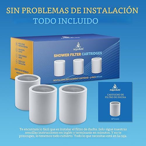 Miniatura 2 de AquaBliss Cartucho de repuesto de filtro de ducha de alto rendimiento, reduce los productos químicos y el cloro, restaura el equilibrio del pH, piel