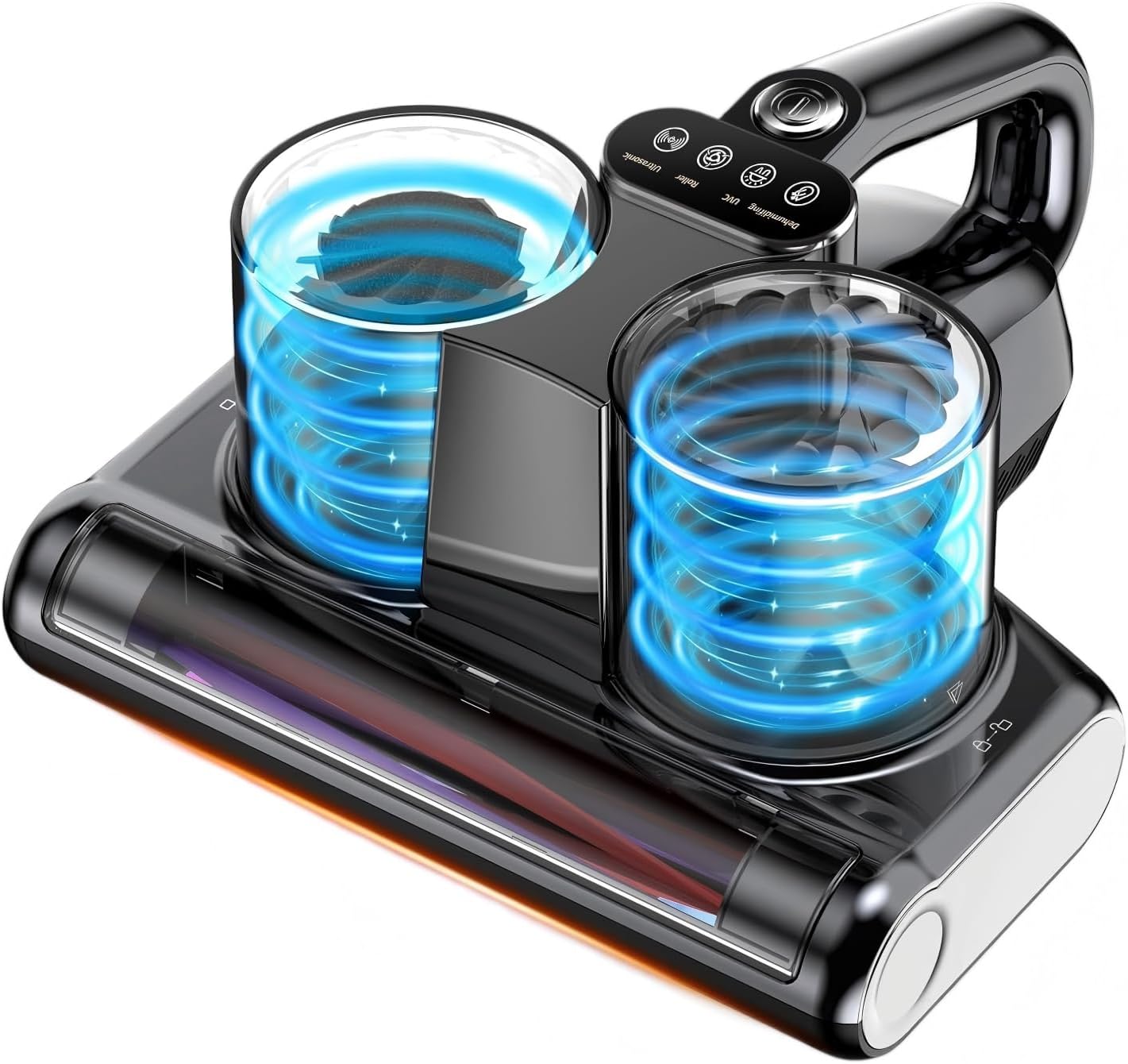 Mattress Vacuum Bed Vacuum Cleaner 16Kpa Suction 253.7nm UV-C Light, 140°F Heated Air, 30000 RPM Brushroll, Ultrasonic, HEPA Filter, Handheld Vacuums for Carpet/Sofa, 500W Corded, (Pitch-Black)