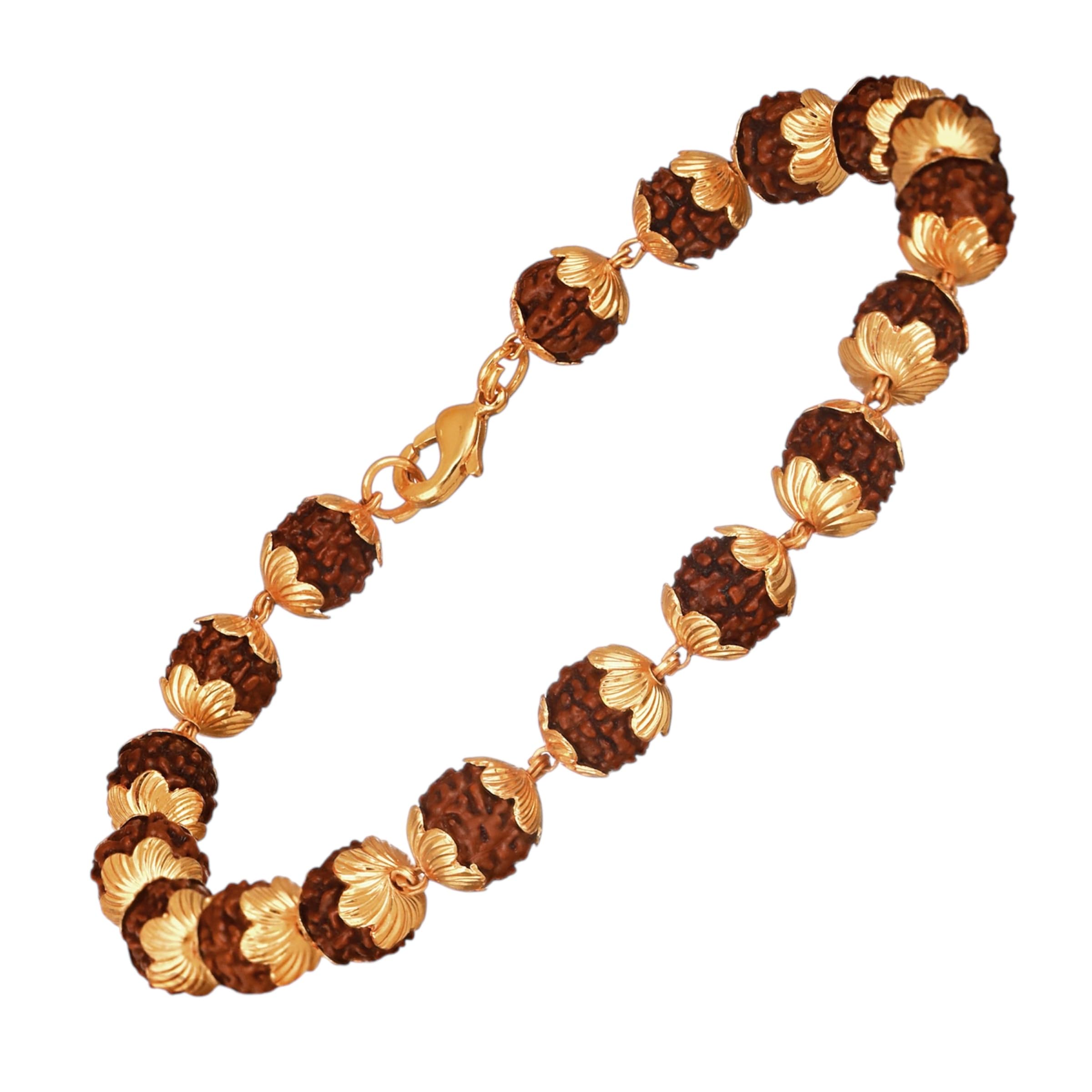 Japam Gold Plated Divine Aura Rudraksha Bracelet for Women – 8 Inches Length