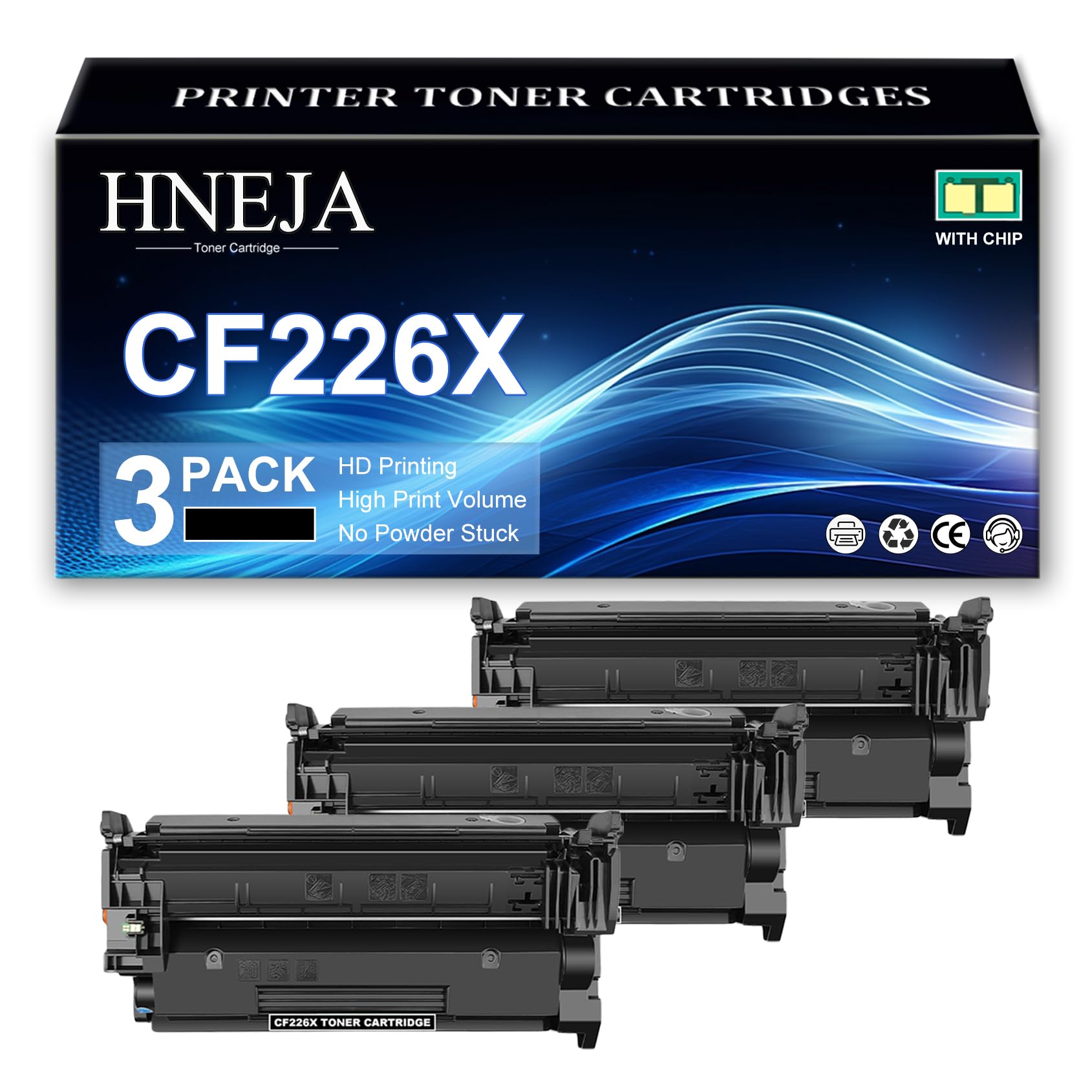 Cartouche Toner 26X CF226X pour HP M426dw M426fdn M426fdw M402n M402dn M402dw Imprimante | Rendement Élevé | 9 000 Pages,Black-3 Pack