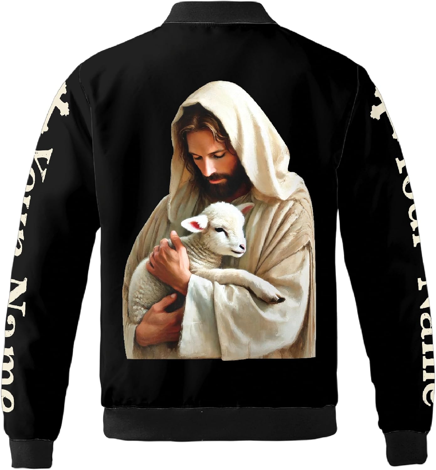 ThuhaTree Store Personalized Jesus With Lamb Bomber Jacket (S-5XL) – for Christian & Faith Lovers