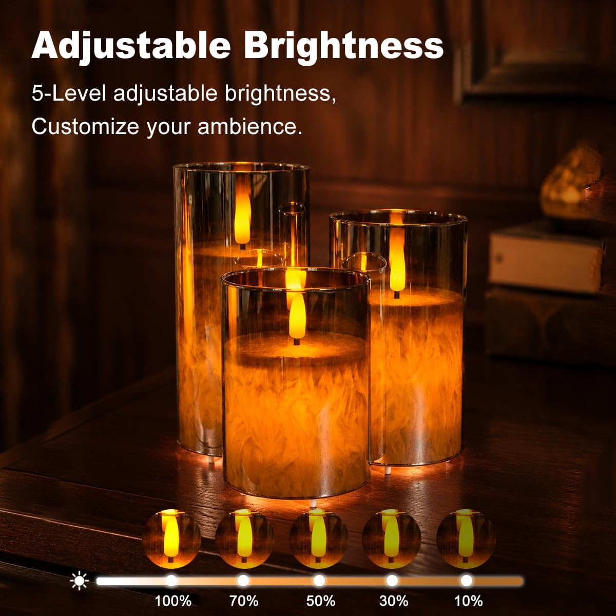 LEDHOLYT Grey Glass Rechargeable LED Flickering Flameless Candles image 4
