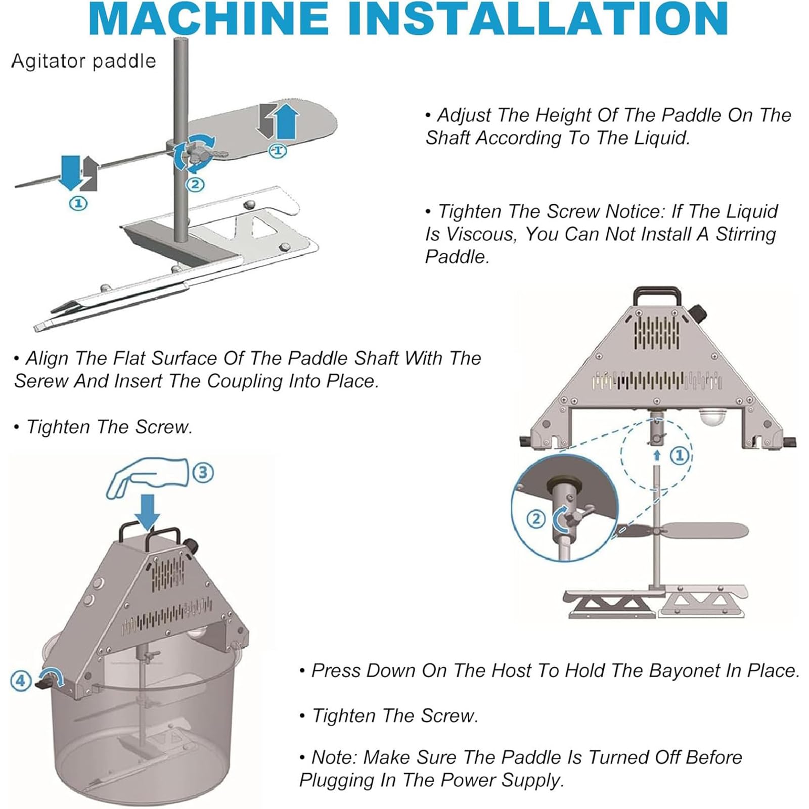 Agitador automático de alimentos para olla caliente, agitador eléctrico de alto par con gran apertura de alimentación, ventilador y luz para condimentar y mezclar salsas
