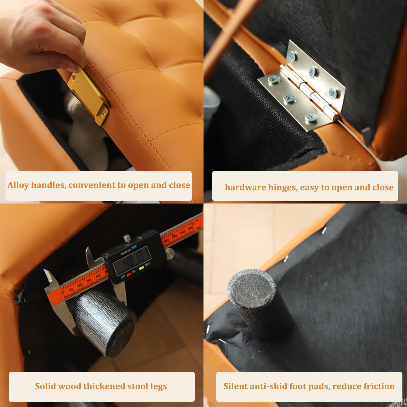 Otomana Cuadrada de Cuero con almacenaje, reposapiés tapizado para Entrada con Tiradores de herrajes, Patas Gruesas de Madera, Banco Acolchado para Zapatos con Tapa elevable(Green)