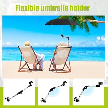 Wheelchair Umbrella Mount Holder, Umbrella Holder for Wheelchair, Sun Umbrella Clamp for wheelchairs, for Wheelchair Handlebars with Diameter of 20mm, Wheelchair Accessory