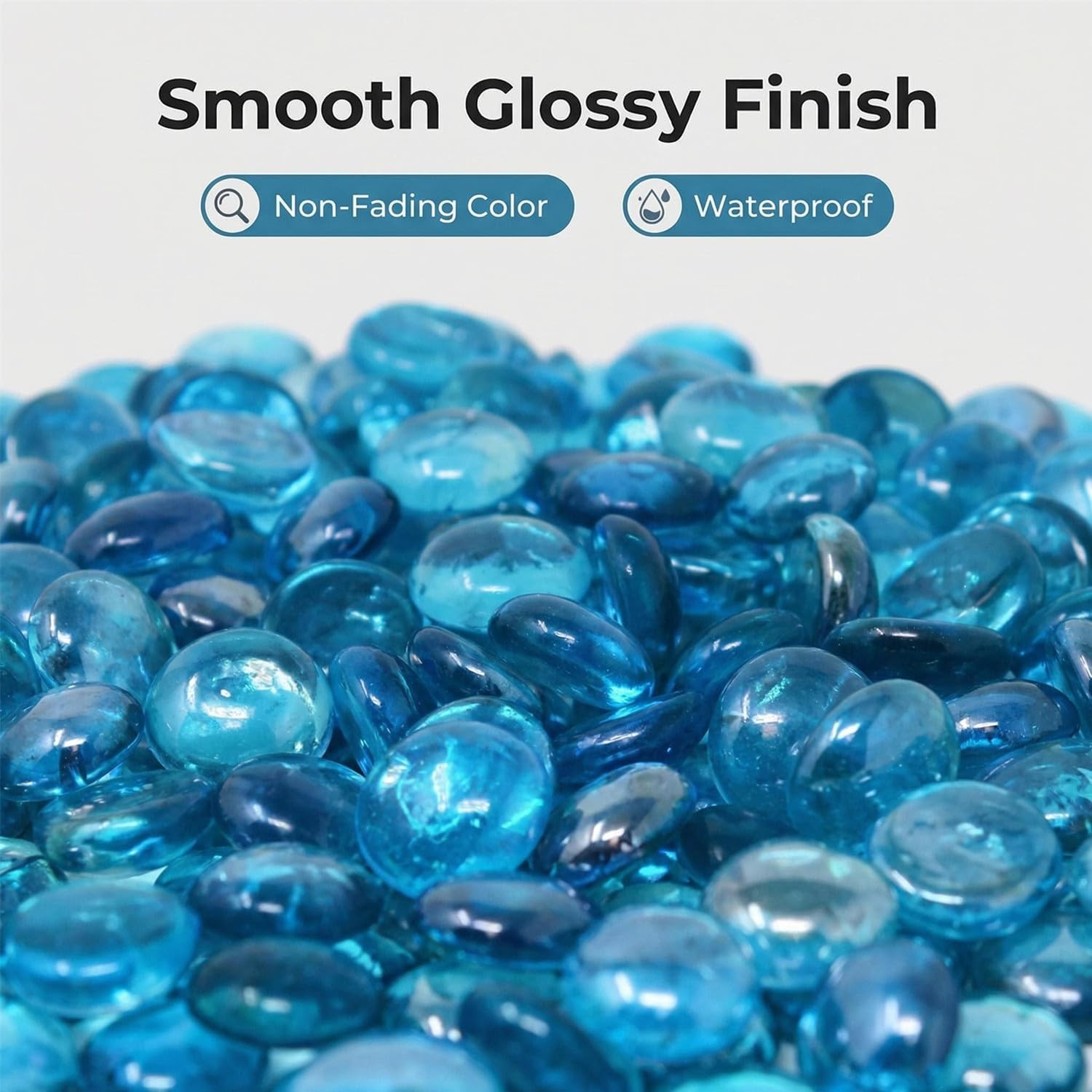 TSY TOOL 1000 Pcs (4.5kg) Flat Glass Marbles Ocean Blue Color, Glass, Gems, Pebbles, Stones, Marbles, Vase Filler Accents, Crafting, Aquarium, Decor