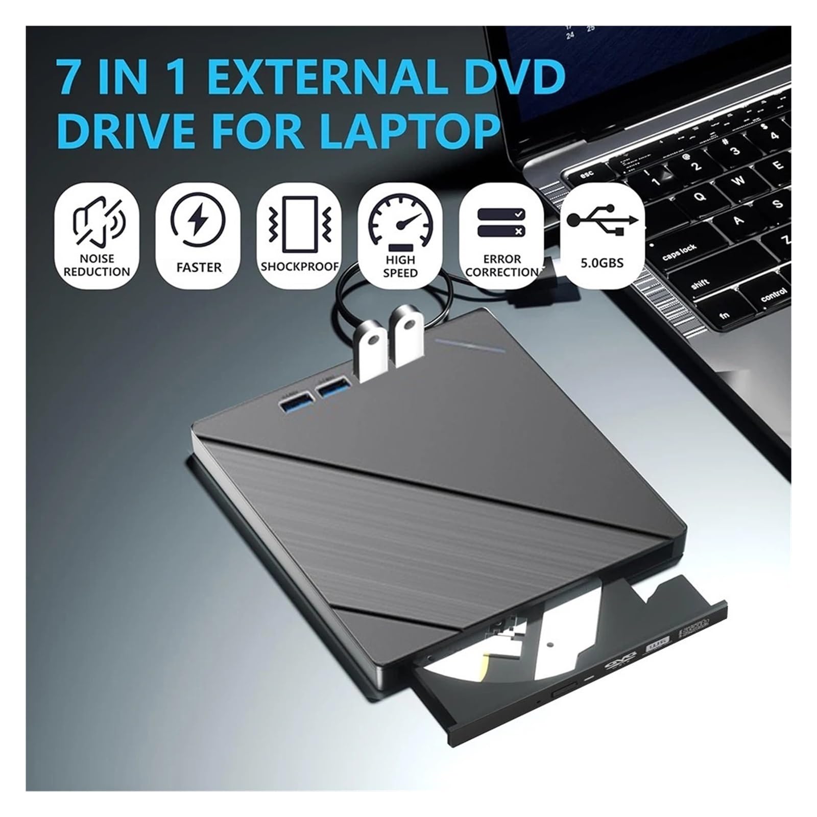 7w1 USB3.0 Typ C TF Zewnętrzne CD DVD RW Napędy Optyczne Nagrywarka Czytnik Tacy Odtwarzacza Na PC Laptop Notebook Wyczyść Proces Odtwarzania