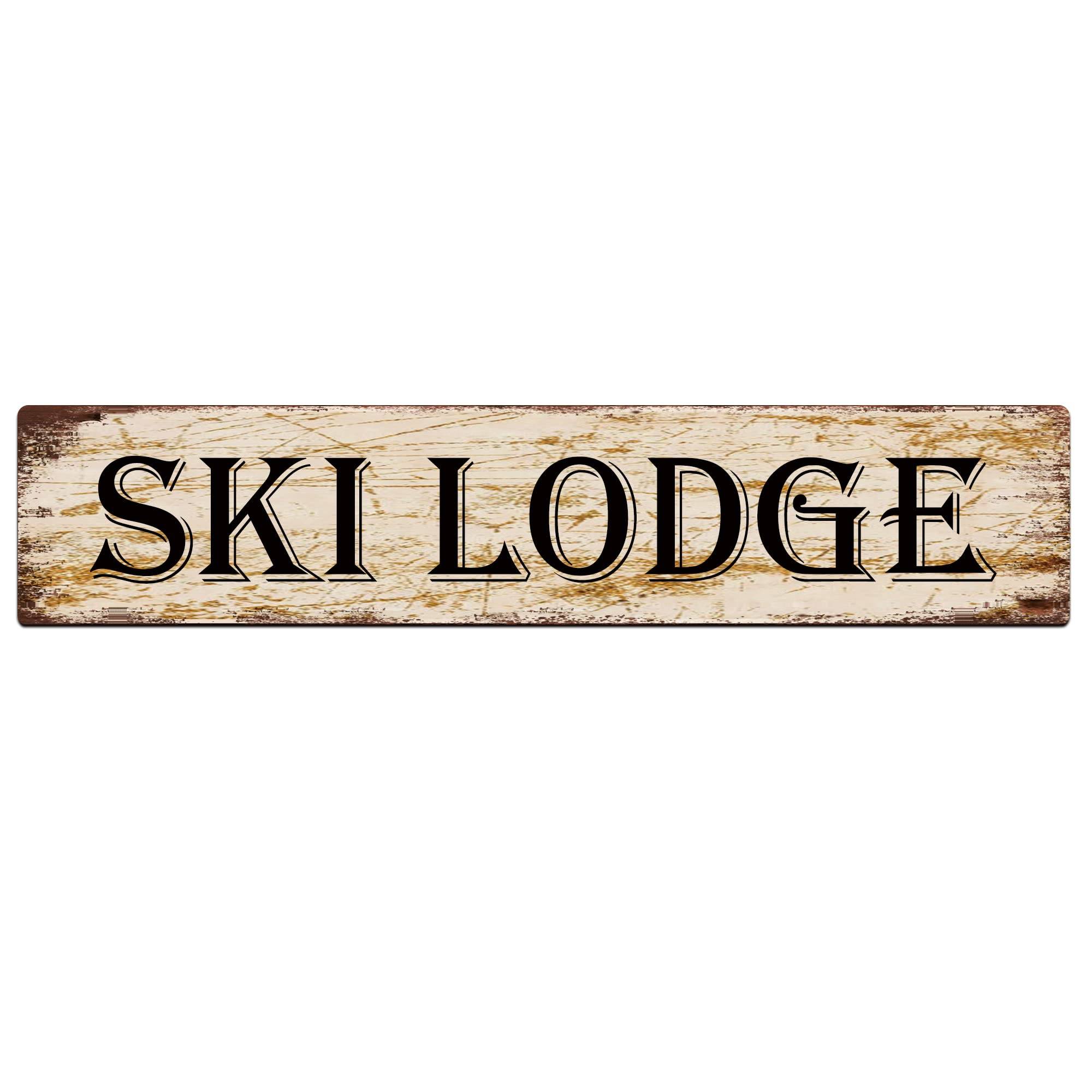 Kilspu Earth Tones Ski Lodge Sign Vintage Metal Sign Retro Metal Plaque Bar Pub Poster Wall Art Decor Tin Sign 4X16 In / 10X40 Cm