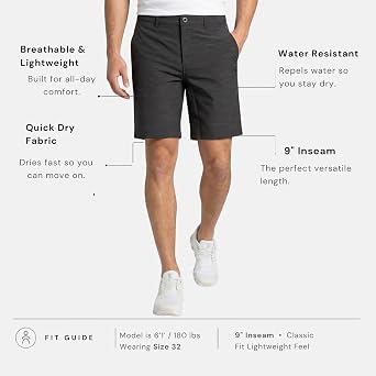 Visive Mens Shorts 7/9 Inch Hybrid Golf Short Premium Quick Dry Stretch Board Shorts