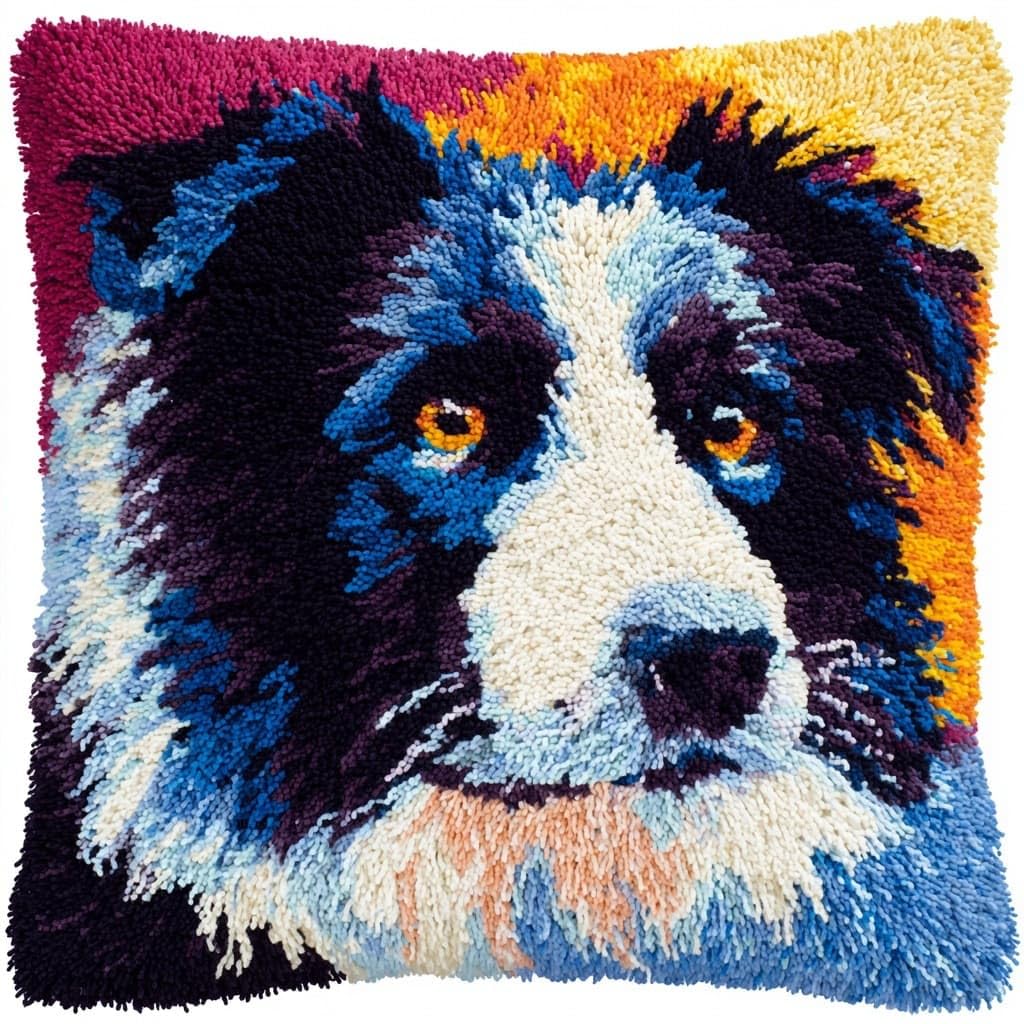 Henypt DIY Latch Hooking Pillow Kits Dog