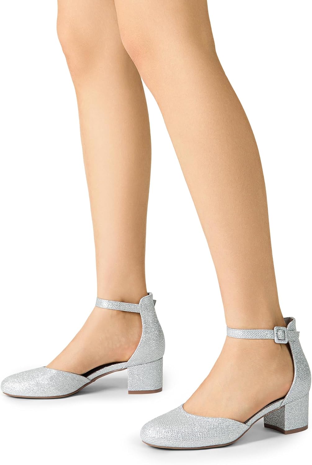 DREAM PAIRS Women's Closed Round Toe Low Block Heels Ankle Strap Chunky Heel Pumps Dress Wedding Office Party Shoes - Image 7