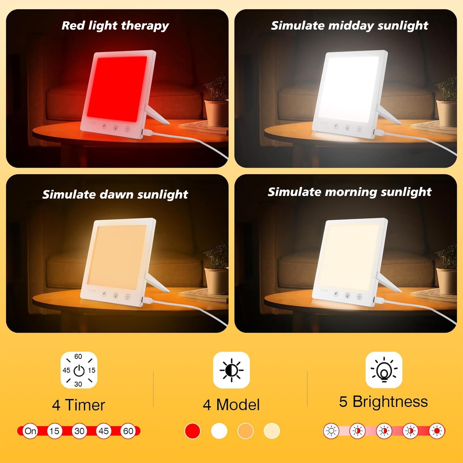 DABLEIBEN Red Light Therapy Lamp – 10000 Lux Sunlight Simulator, Portable & Bright