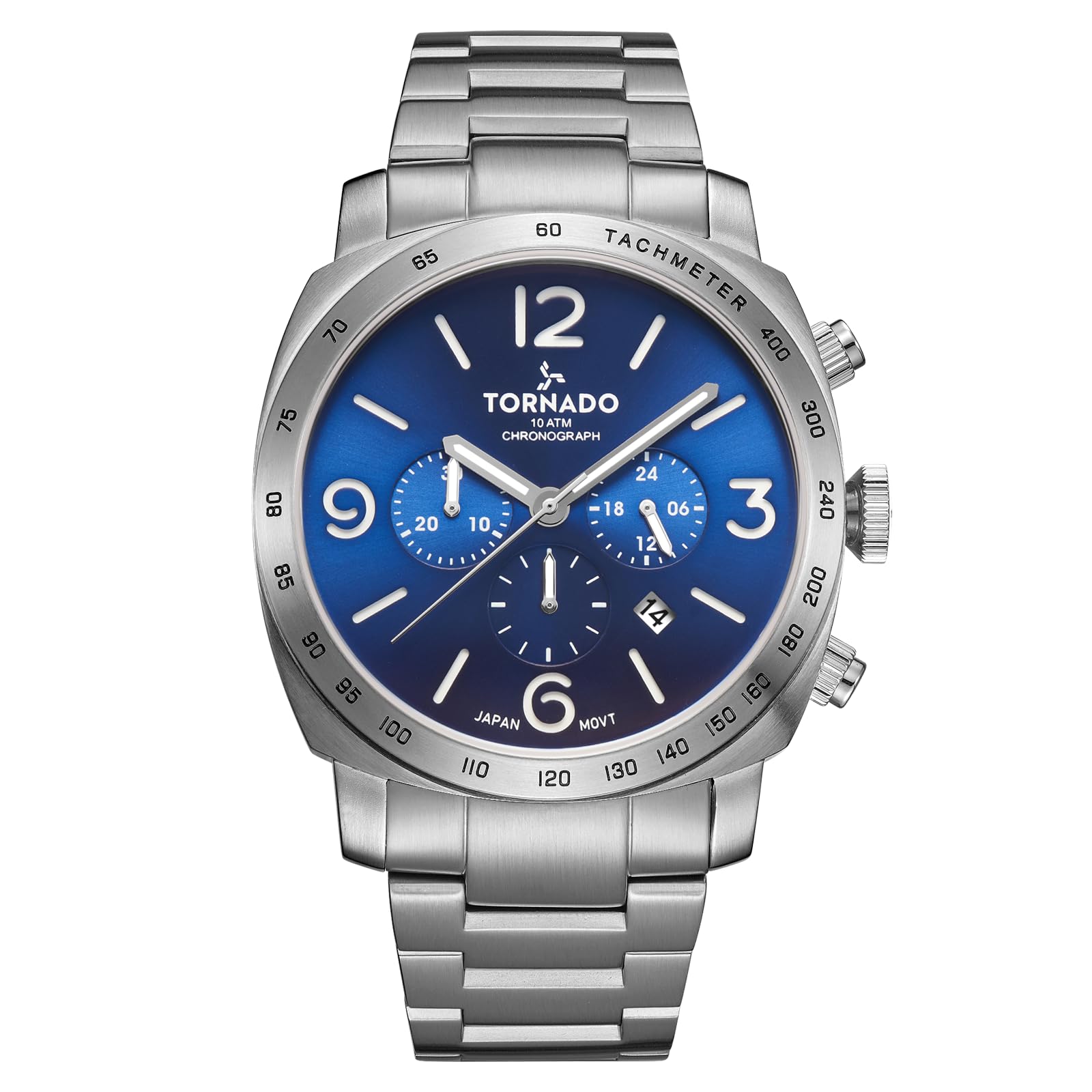 Tornado Mens Japan Quartz Movement Watch, Chronograph Display and Solid Stainlesss Steel Strap - T6102-SBSL, Silver, Silver, 43 Millimeters, Bracelet (B0BSH4CVQX) Amazon Price History, Amazon Price Tracker
