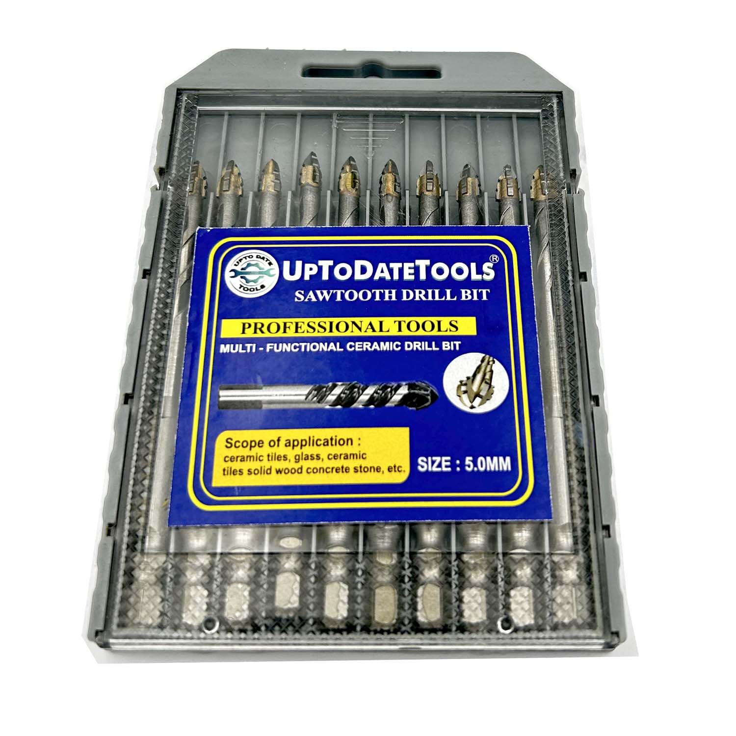 10Pcs 5mm Hex Cross Sawtooth Tile Drill Bits Set Alloy Steel Hex Shank High Impact 4-Edge Hole Opener Drill Bits for Ceramic Tiles/Ceramic/Glass/Marble/Concrete/Plastic/Wood (5mm)-image-27